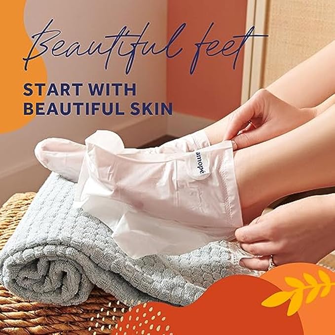 Amopé Pedicure Value Kit, Spa Pampering Pack, Self-Care & Relaxation Gift, contains Pedi Perfect Electric Callus Remover Foot File, 2 Macadamia Oil PediMask Foot Masks, 2 Roller Heads – 4 pieces