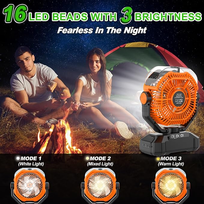 Portable Misting Fan, 20000mAh Rechargeable Camping Fan with 360mL Water Tank & LED Lantern, 5 Speed Wind Battery Powered Protable with Mist For Patios, Camping, Travel, Beach