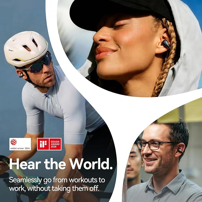 Linklike Most Comfortable Open Ear Clip-on Earbuds [Patented Zero Pressure & Top Hi-Fi] Hi-Res LDAC, 40H+ Battery, AI Clear Calls & No Sound Leakage, Ultralight 5g Fit for All Ears, Ideal Gifts-White