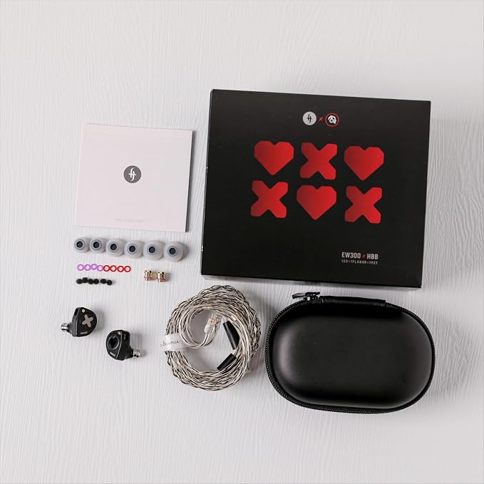Linsoul SIMGOT EW300 1DD+1Planar+1PZT Hybrid Driver in Ear Monitor, Wired Earbuds IEM, Gaming Earbuds with Detachable Nozzles, Silver-Plated OFC IEM Cable for Audiophile Musician (EW300 HBB)