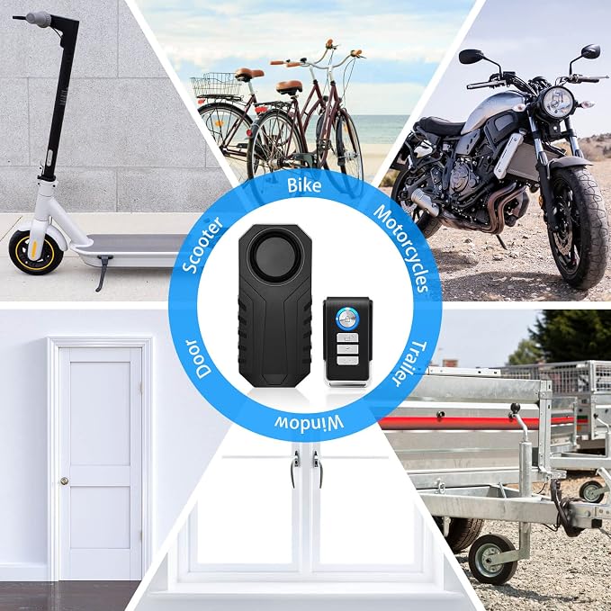USUPERINK Bike Alarms for Ebikes, 2Pcs Wireless Bike Alarm with Remote, Anti-Theft Bicycle Motorcycle Alarm Wireless Security Vibration Motion Sensor Alarms, IP65 Waterproof Super Loud 113dB