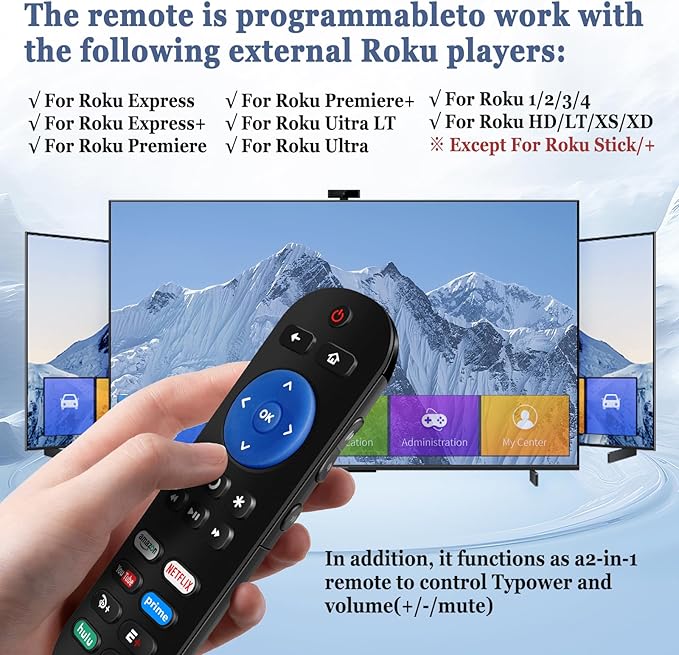 Universal Replacement TV Remote for Roku Players and Roku TV Remote, for Roku 1 2 3 4, Express/+, Premiere/+, Ultra and for All Roku TV (Not for Roku Stick)