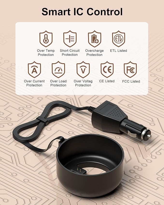 Car Charger Compatible with E M BER Travel Mug 2+, Charging Coaster Compatible with 12 OZ Temperature Control Smart Travel Mug Stainless Steel