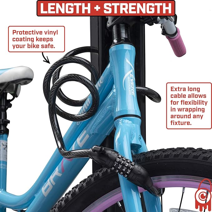 THICKEST Cut Resistant Heavy-Duty Bike Cable Lock – 15 Gauge, 6’ Long Steel Cable – Maximum Anti-Theft Security for Bicycles, Scooters, Gates & Outdoor Gear