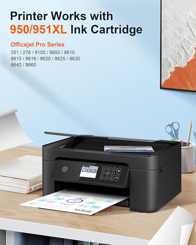 950XL 951XL Ink Cartridges Compatible for HP 950 951 Ink cartridges Combo Pack 951XL Ink Cartridges for HP Printers with HP OfficeJet Pro 8600 8610 8620 8630 8640 8660 251DW 276DW High Yield 4 Pack
