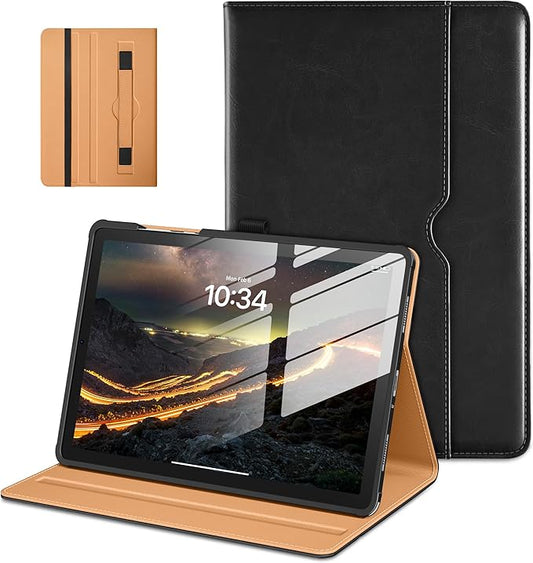 DTTO for Samsung Galaxy Tab A11+/A11 Plus/A9+ Plus 11 inch Case (2023/2026), Premium Leather Folio Stand Cover with Hand Strap for, Multi-Angle Viewing and Auto Wake/Sleep, Black