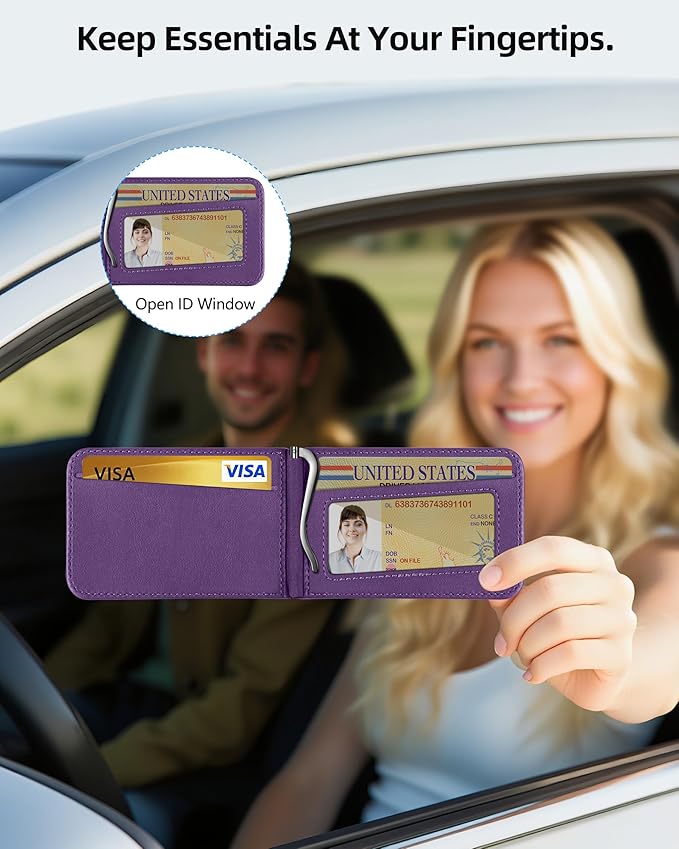 ExtreLife for MagSafe Wallet with Money Clip, Stronger Magnetic Wallet for iPhone 17/16/15/14/13/12 Series, RFID Blocking, for iPhone Wallet with Stand, ID Window & 8 Card Holder, Purple