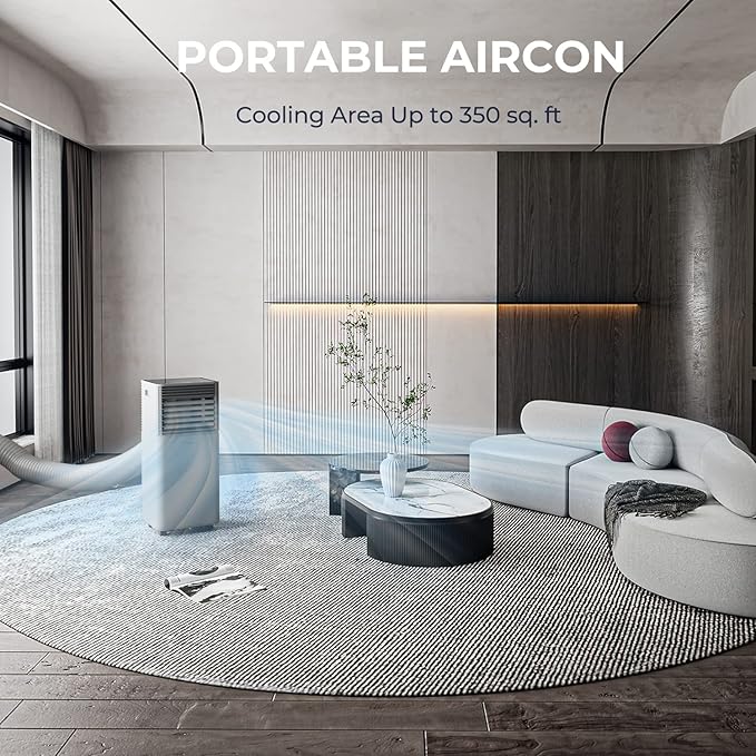 COSTWAY Portable Air Conditioners, 10000BTU Spaces up to 350sq.ft, with Remote Control, 24H Timer & Window Venting Kit, Multi-function AC Unit with Sleep Mode, for Bedroom, Living Room(10000BTU, Grey)