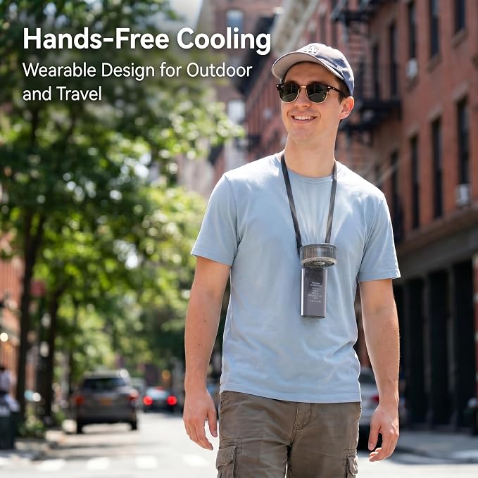 Portable Handheld Fan with Ice Cooler, 90° Flip Head, 3-in-1 Handheld Neck Desk Rechargeable Personal Fan,Up To 12H, 1-100 Speed 3600mAh 15000Rpm, for Travel Camping Home, Transparent, Black