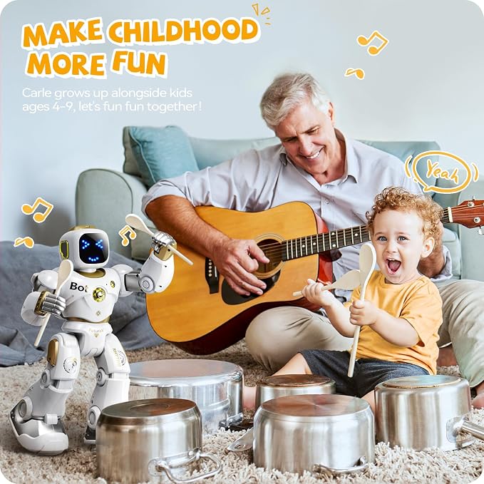 Ruko 1088 Programmable Robot Toy for Kids, Large Interactive RC Robot with App Control, STEM Learning Gift for Boys & Girls Ages 4 5 6 7 8 9, Gold