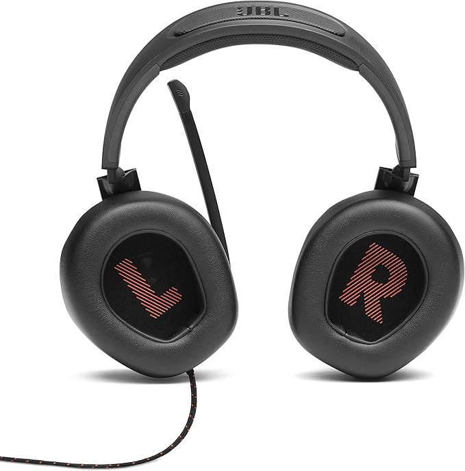 JBL Quantum 200 - Wired over-ear gaming headset with Voice focus directional flip-up mic and memory foam ear cushions (Black)