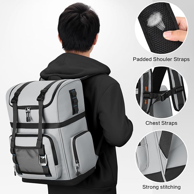 Large Waterproof Insulated Cooler Backpack for Men & Women, Double Decker Leak Proof Cooler Backpack for Beach, Camping, Picnic, Travel, 26L, 44Cans