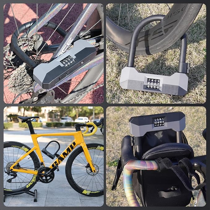 Bike Locks Heavy Duty Anti Theft,Combo Bike U Lock with 2 Keys,18mm Shackle,4-Digit Resettable Combination Bicycle Lock with Sturdy Mounting Bracket for EBike Electric Scooter Motorcycle