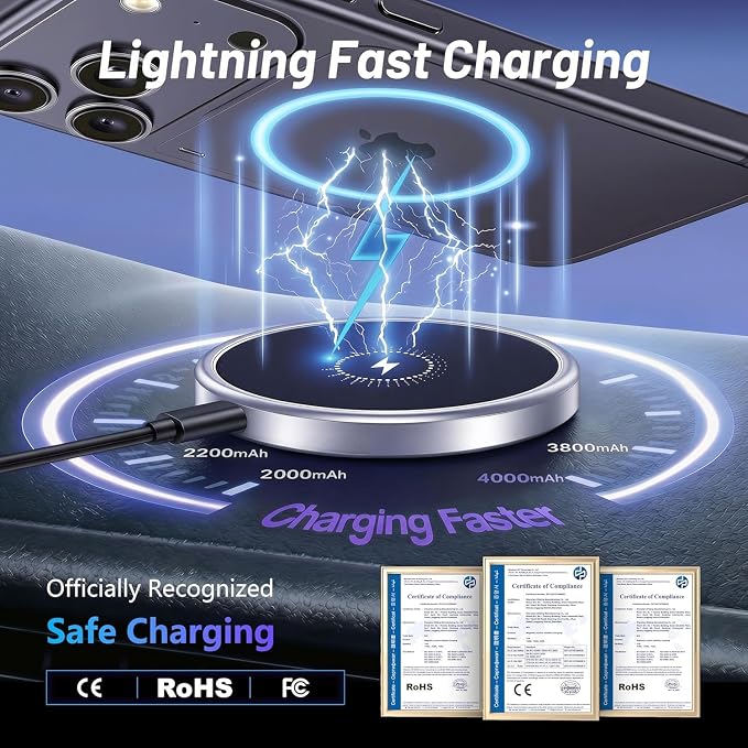 Wireless Car Charger for Chevy Suburban (2021-2023 2024, 10.2 Inch) / Tahoe/GMC Yukon/Yukon XL, iPhone Magnetic Car Mount, 15W Magsafe Phone Holder for Samsung & Google, 2022 Car Accessories