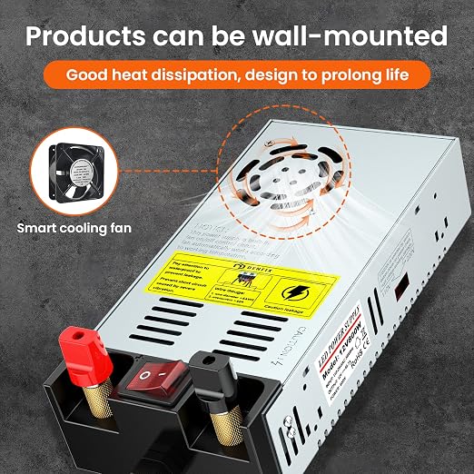 Denfix Upgraded 110V to 12V Converter ,New Version with On/Off Switch, AC to DC Power Supply Max 50A 600W