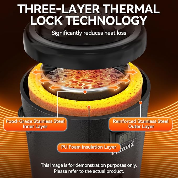 Commercial Insulated Beverage Dispenser with Stand, 2 Gallon Stainless Steel Hot & Cold Drink Dispenser with Temperature Display, Spigot for Tea and Coffee(Black)