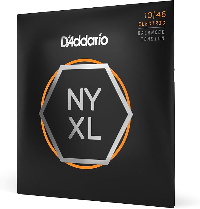 D'Addario Electric Guitar Strings, NYXL Nickel Plated, NYXL1046BT, Regular Light Gauge Balanced Tension 10-46, 6-String Set, Pack of 1