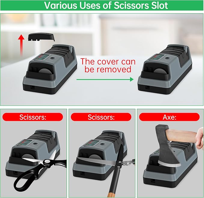 5 in 1 Adjustable Speed Electric Knife Sharpener(Grey)&3 Stage Electric Knife Sharpener(Grey)