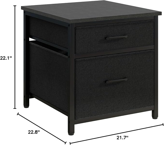 YMYNY Mini Fridge Stand with Storage, Mini Fridge Cabinet with Fabric drawers, 250lbs Heavy-Duty Compact Refrigerator Table, Coffee Bar Shelf, for Home, Office, Bedroom, Black HBR008B