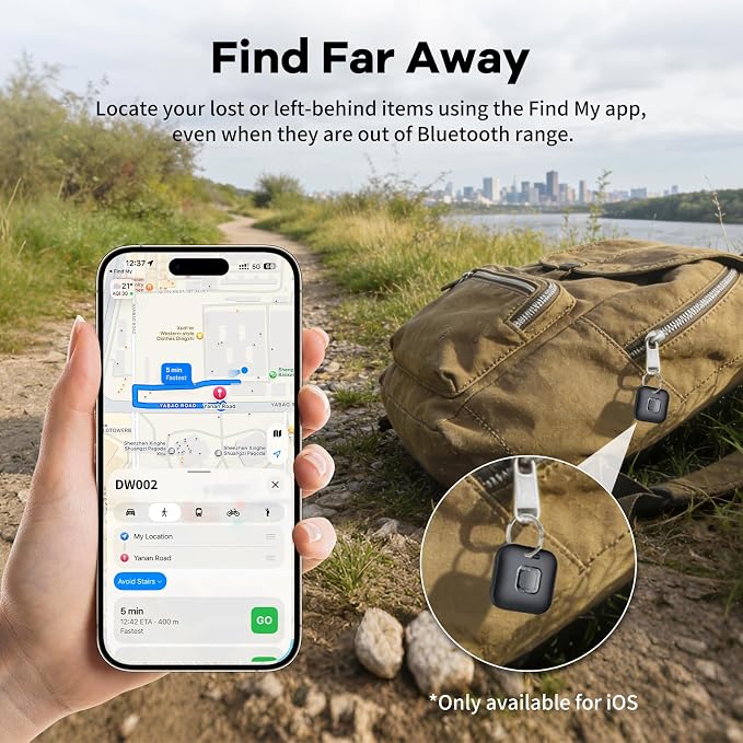 Hoxe Dual System (iOS & Android) Air Tracker Tags 4 Pack, 2026 New Key Finder Tracker Tag Work with Apple Find My & Google Find Hub App, Black Smart Tag Suitable for Key, Bag, Luggage, Pet, Car, etc
