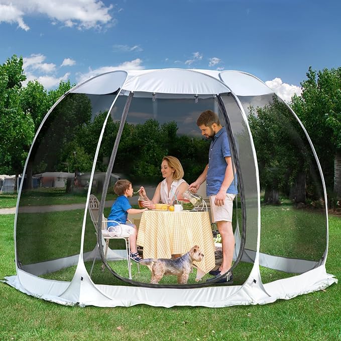 Alvantor Pop Up Screen House Tent, Instant Outdoor Gazebo with Mosquito Netting & UPF 50+ Sun Protection, Portable Canopy Shelter for Patio, Backyard, Camping (2-10 Person)