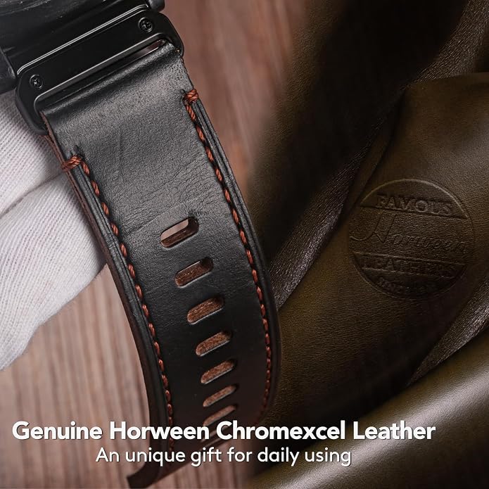 Soft Horween Leather Watch Band Compatible With Garmin, Strap For Fenix/Forerunner/Approach/MARQ/Quatix / D2 Series/Instinct/Epix/Tactix/Foretrex