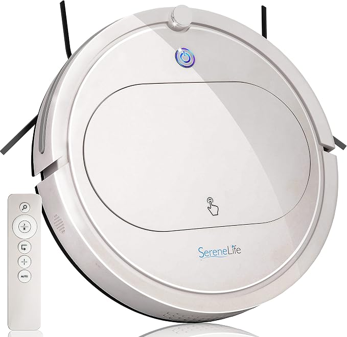 PURE CLEAN Robot Vacuum Cleaner with Remote Control, Smart Robotic Machine Automatic Floor Cleaning Robo Vac with Dry Mop for Clean Home Carpet Hard Wood Tile Pet Hair