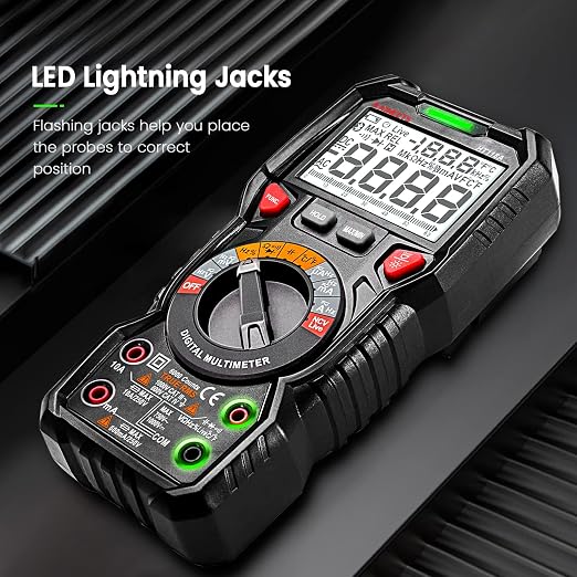 KAIWEETS Digital Multimeter TRMS 6000 Counts Voltmeter Auto-Ranging Fast Accurately Measures Voltage Current Amp Resistance Diodes Continuity Duty-Cycle Capacitance Temperature for Automotive