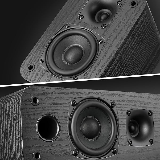 Saiyin 5.0 Home Theater System, 230w Peak Power HiFi Surround Sound Speakers with Stereo Surround Sound and Classic Rretro Wood Grain for TV/PC, Passive, Amplifier Required (Cable Not Included)