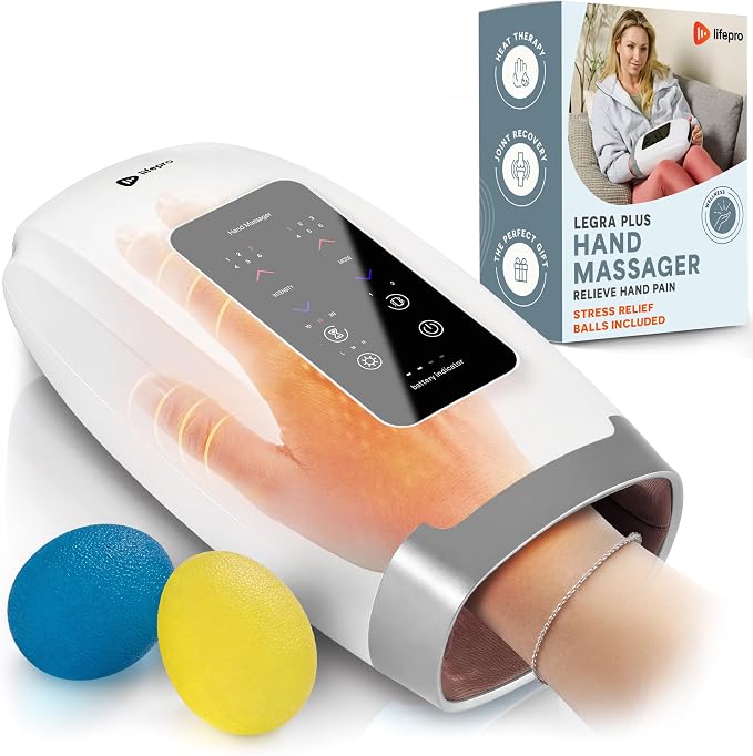 LifePro Legra Hand Massager with Heat and Compression — Cordless Electric Hand and Wrist Massager with Multi Modes — Finger Palm Pressure Point Therapy for Arthritis and Carpal Tunnel