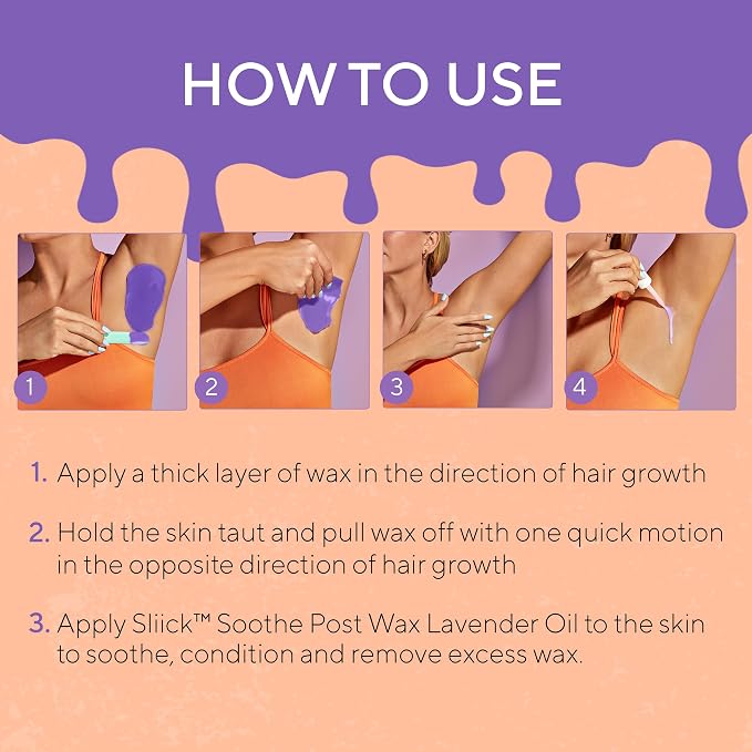Sliick At Home Waxing Kit for Women – Acai Berry Scent, Hard Wax Kit for Hair Removal, Microwave Melting Cup, Applicator & Beads, At Home Wax Set