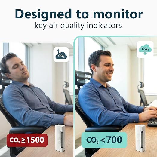 Portable CO2 Tracker for Travel for Peak of Productiviy & Brain Fuel Monitor Indoor & Outdoor - Your Wellbeign Trainer with Rechargeable 6-Month Battery (Graphite) iOS ONLY