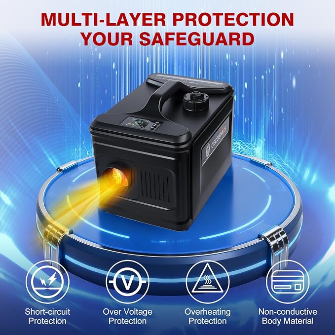17050 BTU Diesel Heater, 12-24V Wide DC Voltage Range 115V AC Adaptor Parking Heater with LCD Remote Control, Fast Quiet Heating for Camping, Garage, Tent, Boat, RVs (VH08 STD)