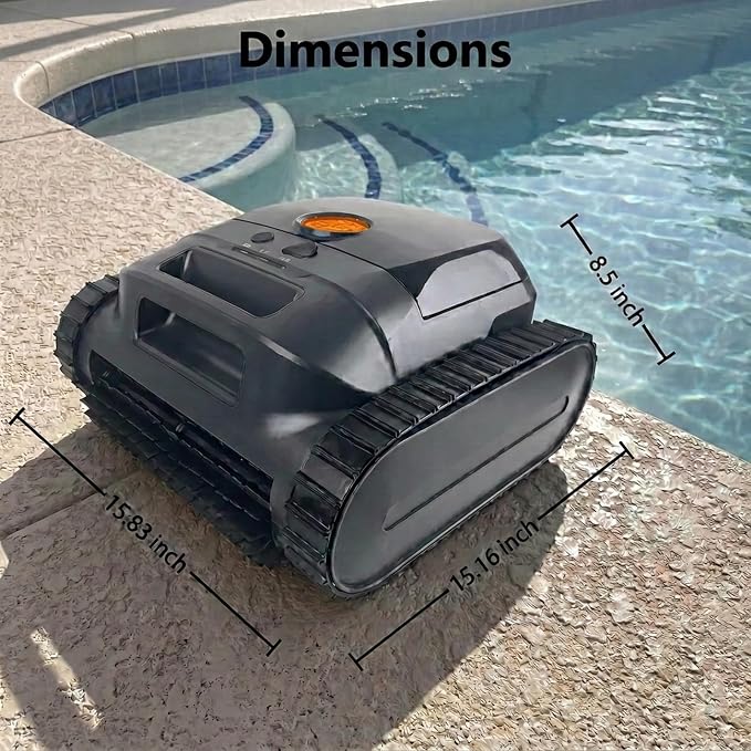 Cordless Robotic Pool Vacuum Cleaner, Intelligent Route Planning, Wall & Waterline Climbing, 120-Min Runtime, for Above Ground/Inground Pools up to 2000 sq. ft, APP Support, Orange and Black