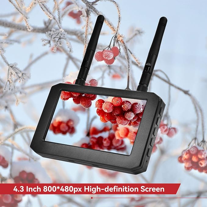 FPV Monitor for FPV Camera- 5.8Ghz 4.3" FPV Display Screen with DVR 40CH Receiver 800x480 IPS Display Built-in Battery for RC Hobby FPV Drone RC Car FPV VTX Goggles