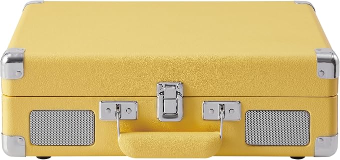 Crosley CR8005F-LY Cruiser Plus Vintage 3-Speed Bluetooth in/Out Suitcase Vinyl Record Player Turntable with Built-in Speakers, Lemon Yellow