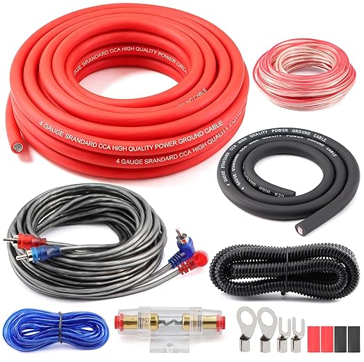 4 Gauge Amp Subwoofer Wiring Kit,Make Connections and Brings Power to Your Amplifier,Audio,Subwoofers and Speakers