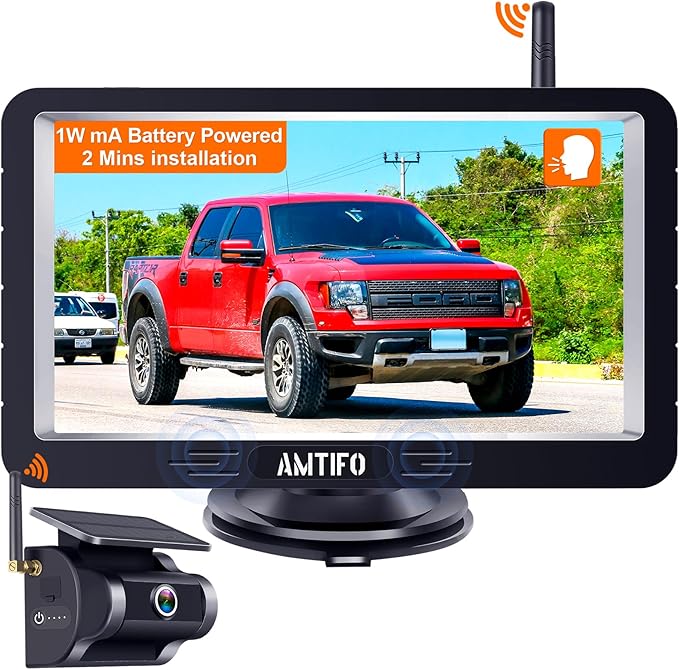 Wireless Backup Camera Magnetic Solar: Install-Free Bluetooth Strong Signal - 5in 1080P Scrath-Proof Rechargeable Wireless Rear View Camera for Trucks RVS Trailer Cars A26