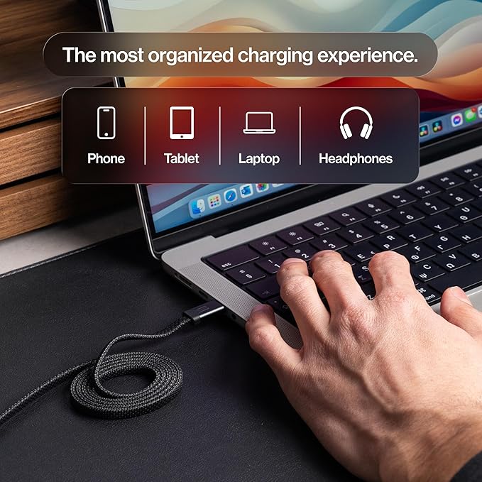 Statik MagStack Slim Pro - USB C to USB C Cable, Magnetic Anti Tangle Flat Type C Charger Fast Charging Cord, Magnetic Charging Cable, Compatible with iPhone, iPad & Android, 100W 6FT, 3-Pack