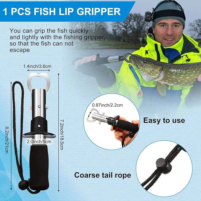 Honoson Fishs Hook Remover Tools Kit Include 1 Pcs Handheld Digital Fish Scale and Fishing Hook Remover Tool and Fish Lip Gripper and Fishing Plier with Sheath and 2 Pcs Fishs Tool Lanyards