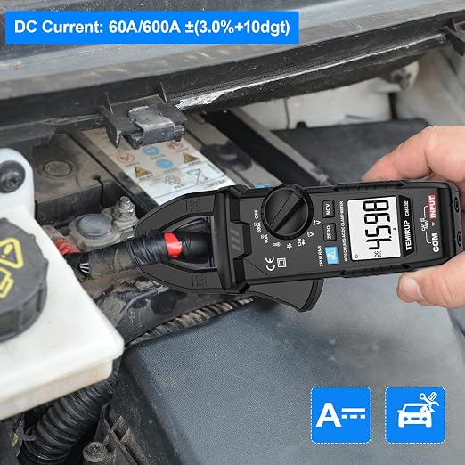 Digital Clamp Meter Multimeter TRMS 6000 Counts 600A Auto-ranging Amp Meter with Flashlight Backlight, Measures NCV, AC/DC Voltage Current, Continuity Capacitance Diode Resistance, Temperature