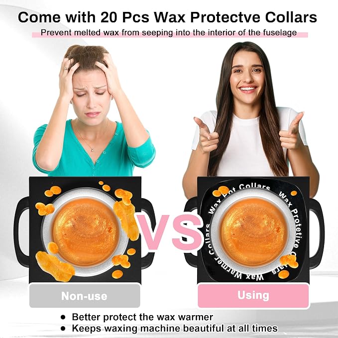 Professional Waxing Kit Wax Warmer Single Pot Wax Heater Machine for Hair Removal, Large Waxing Pot with Non-Stick Easy Clean Pot, 50 Sticks & 20 Collar, for Spa Salon Beauty Esthetician Home (Black)