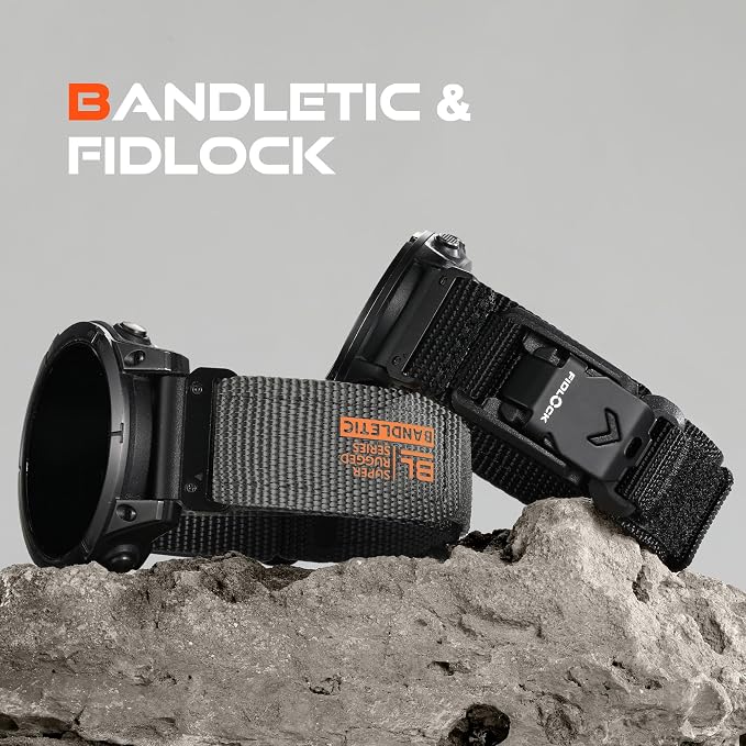 Bandletic Compatible with Garmin Instinct Watch Bands - 22mm Quick Fit Rugged Strap with Magnetic Fidlock V-Buckle for Fenix 8 47mm/7 6 Pro/5/5 Plus/Forerunner 965/945/Approach S62/S60/Quatix 7