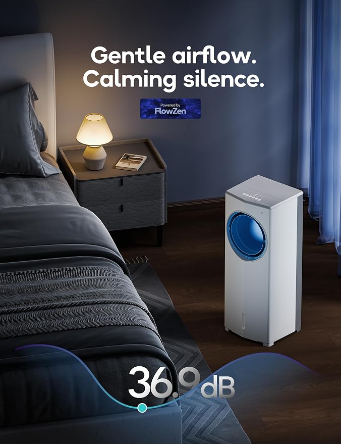 Windowless Portable Air Conditioner, 26.1" Small Evaporative Air Cooler for Room No Window, 3-Speed Settings, 4 Modes, 7H Timer, Remote Control, 4 Ice Packs, Quiet AC Unit for Bedroom, Ivory