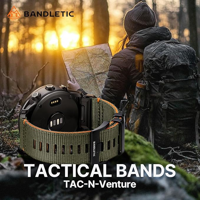 Bandletic Compatible with Garmin Fenix 7X 6X Pro 5X Watch Band - 26mm Quick Fit Rugged Nylon Replacement Strap for Fenix 8 51mm/5X Plus/3/3 HR/Instinct 2X 3 50mm /Enduro/Quatix/Tactix/Epix Pro 2 51mm