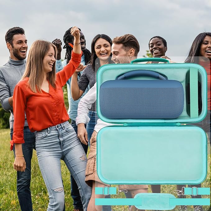 for Bose SoundLink Max Portable Speaker Hard Protective Case, Portable Travel Case Replacement with Shoulder Strap and Handle (Teal Case) - co2CREA