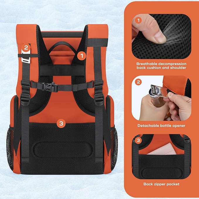 Maelstrom Backpack Cooler,36 Can Cooler Backpack,Soft Cooler Bag Insulated Leakproof,Lightweight Ice Chest Backpack,Travel Cooler Lunch Backpack for Camping,Hiking,Beach