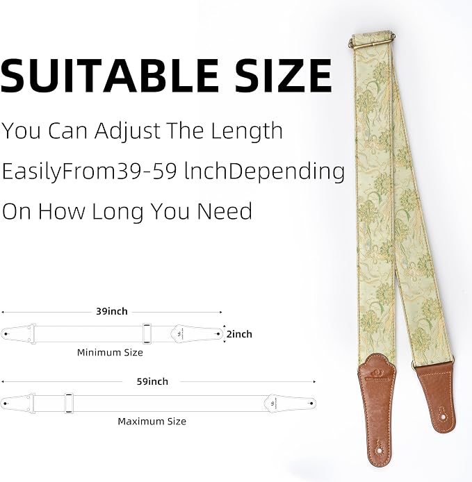 Guitar Strap, embroidery Jacquard Adjustable Guitar Straps for Acoustic/Bass/Electric Guitar, Includes Guitar Pick, Strap Button and Strap Lock, Constellation Gift (Virgo)