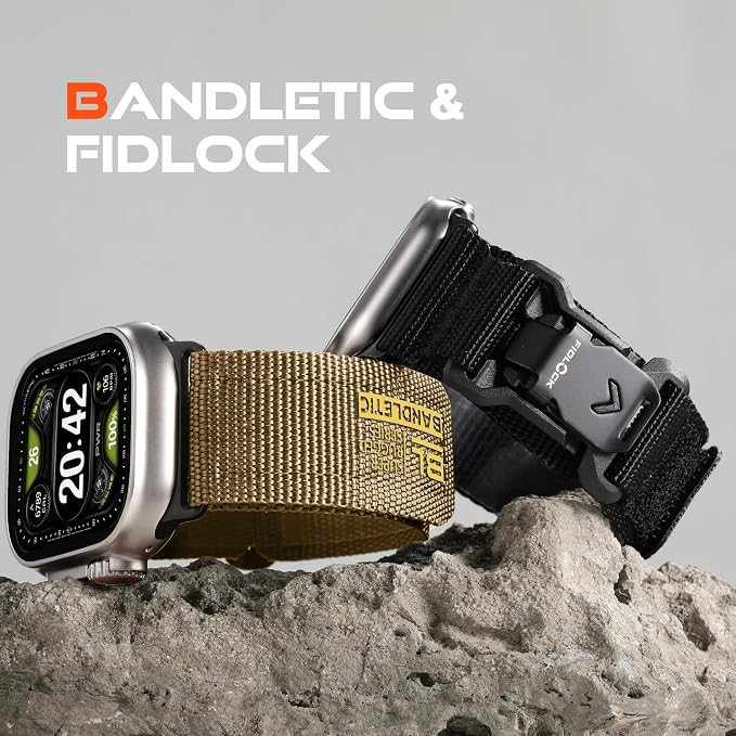 Bandletic Compatible with Apple Watch Ultra 3 Band, Wide Soft Nylon Sport Loop with Magnetic Fidlock V-Buckle for iWatch 49mm(Ultra 3/2/1),46mm(11/10),45mm(9/8/7),44mm(SE3/SE2/SE/6/5/4),42mm(3/2/1)