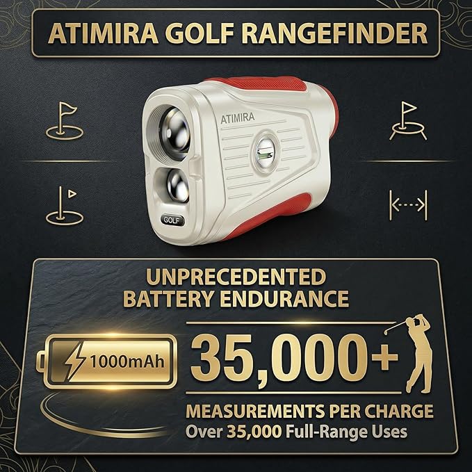 1300Yds Golf Rangefinder with Slope Switch, High-Precision Range Finder, 7X Magnification, Flag Lock & Vibration, Magnetic & USB-C Rechargeable for Golfers